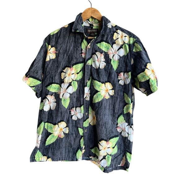 VTG Cookie Street Men -M Honolulu Gray Shirt Hawaiian Short Sleeve Button Up - Picture 1 of 6